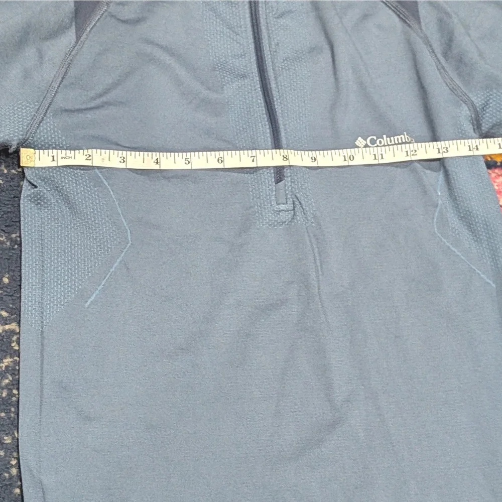 COLUMBIA Mens Omni-Heat Base Layer MEDIUM Blue Quarter Zip Thermal Top Pullover‎